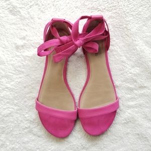 CALL IT SPRING Fuchsia Pink Ankle Wrap Flat Sandals Size 8
